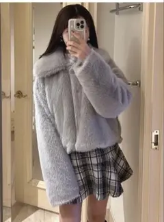 三上悠亜 ファージャケット [kd101] グレー