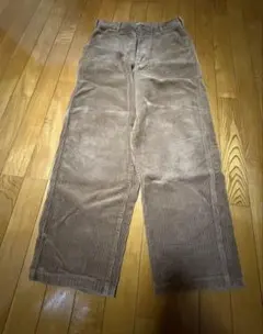 ベージュ コーデュロイ ワイドパンツ