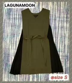 ♡LAGUNAMOONラグナムーン　サイドプリーツAラインワンピース　カーキ♡