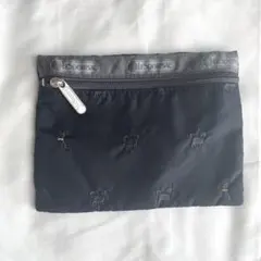 【即購入OK】LESPORTSAC 猫刺繍 ブラックポーチ レスポートサック