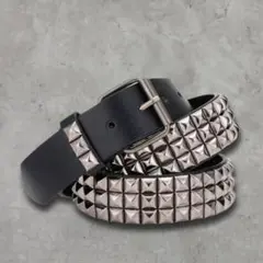 ガンメタル スタッズ ベルト 黒 太め Y2K グランジ リックオウエンス風