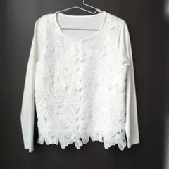 ikka 花柄レース 長袖トップス M