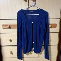 Sorridere 透かし編み カーディガン 長袖 ブルーのサムネイル
