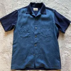 RUDE GALLERY Black Rebel リネンシャツ（ブルー×ネイビーのサムネイル