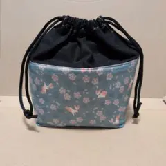 ☆ハンドメイド☆ウサギと花のデザイン 巾着袋