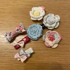 ベビークリップ　ヘアクリップ　お花とリボン セット売り