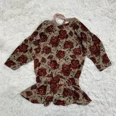 ✨ CAWAII カワイイ 薔薇　総柄　チュニック　ワンピース　ベージュ