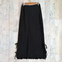 美品　Lutique ロングタイトプリーツスカート　サイドスリットリボン　M