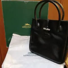 LONGCHAMPロゾ 黒 レザー ハンドバッグ