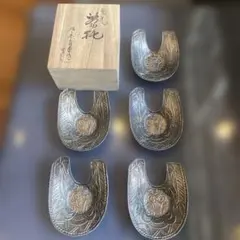 鴛鴦 錫製箸置 本錫 刻印有 箸置き 5客 オシドリ アンティーク 置物