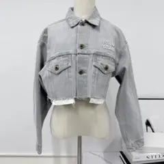 極美品】ミュウミュウ クロップド デニムジャケット 36 S相当 ライト