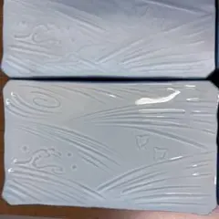波千鳥　すみきり長皿　10枚　まとめ売り　角皿　陶器　磁器　青地　レトロ食器