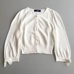 美品✨M'S GRACY カーディガン パールボタン 袖リボン L 白 40のサムネイル