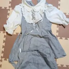 フリル付きチェック柄ミニワンピース