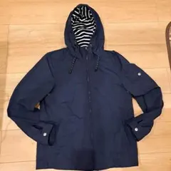 紺色 マウンテンパーカー ストライプ裏地