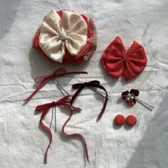 七五三　ヘッドドレス　ヘッドアクセサリー　髪飾り　リボン　赤　白