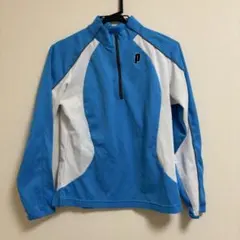 テニスウェア　prince ハーフジップ 長袖　ブルーホワイト　L