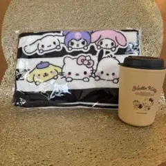 洋服の青山ハローキティ マイクロファイバータオル＆ハローキティカフェタンブラー
