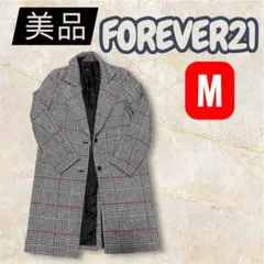 【美品】FOREVER21 Mサイズ グレンチェック チェスターコート ロング