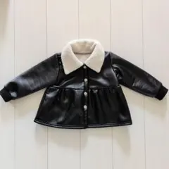 黒いボア襟ジャケット