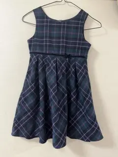 ネイビー系チェック ジャンバースカート