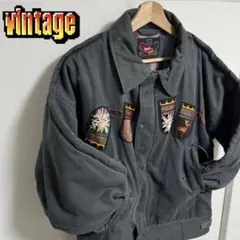 ビンテージ刺繍パッチジャケット グレー
