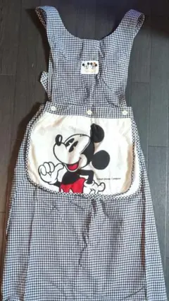 ミッキーマウス チェック柄　タオル付きエプロン