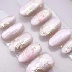 277 ネイルチップSサイズ 韓国 上品 フラワー マグネット 紫 淡色