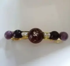 ワインカラーのバレッタ(ゴールド)