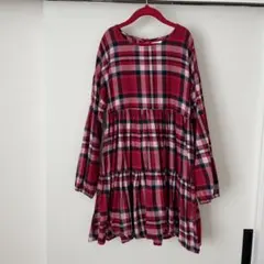 next kidsコットンチェックティアードワンピース