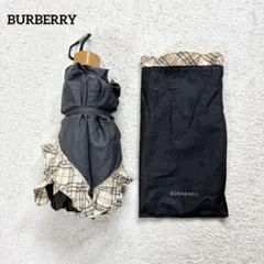 【バーバリー】ノバチェック　折りたたみ日傘　フリル　ブラック
