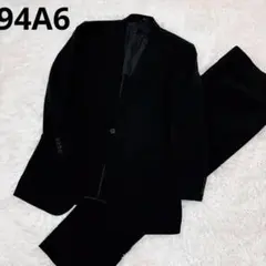 未使用級Aquascutum高級セットアップ スーツ ブラックwool &モヘア