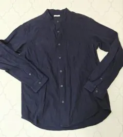 GU ダークネイビー バンドカラーシャツ