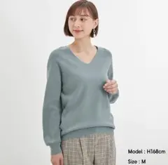 コットンブレンドVネックセーター(長袖) トップス