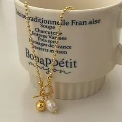 【特別価格】金属アレルギー対応 パールマンテルネックレス R6N002a