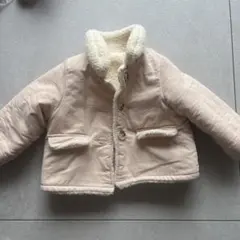 80 アウター ジャケット 冬 モコモコ リバーシブル ベージュ 淡いピンク