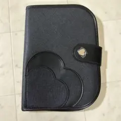 母子手帳 通帳ケース マルチ 黒 ハート 可愛い 便利 ポケット 収納多