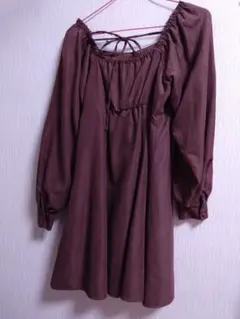 オフショルダー ブラウン ワンピース M