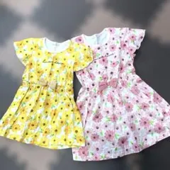 花柄半袖ワンピース 110㎝・130㎝2点セット