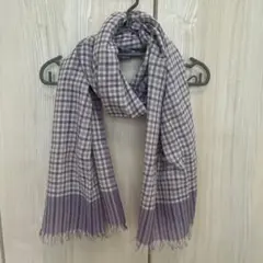 紫と白のチェック柄ストール・ショール