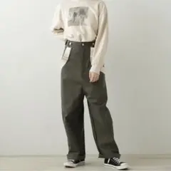 DOUBLENAME新品タグ付き サス付きフィッシャーマンカラーパンツ スミクロのサムネイル