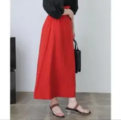 リネンライクハイウエストフレアスカート