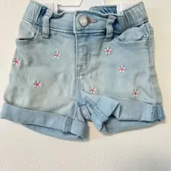 GAP ライトブルー 刺繍　ショートパンツ　80㎝ ベビー服　ボトムス　女の子