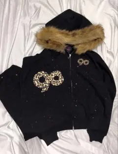 9090 Logo Glitter Fur Zip Hoodie
