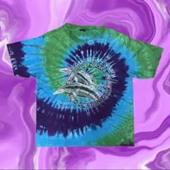 アメリカ古着 タイダイ Ｔシャツ イルカ グリーン ブルー パープル 1275