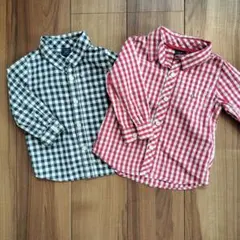 babyGap チェック柄シャツ 2枚セット　ギンガムチェック　90 双子