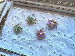 st34 ハンドメイド　ピアス　レジン　ターコイズブルー
