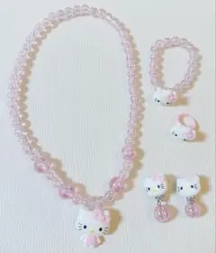 【新品】 ハローキティ ビーズアクセサリー 4点セット ピンク