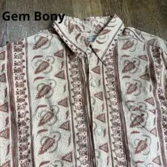 Hiso 様専用Gem Bony 総柄長袖シャツ ベージュM アメカジのサムネイル