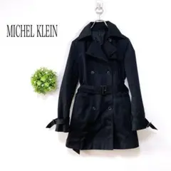 ミッシェル クラン【３８】セミロングトレンチコート　ブラック　コットン